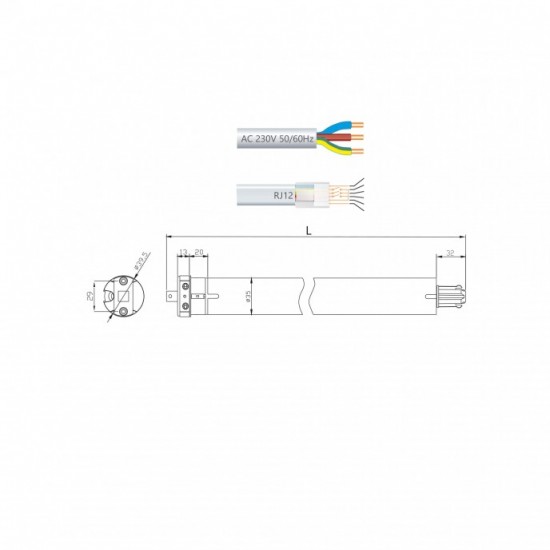 Dzinējs AM35 10/17/230VAC RF (kronšteins+korķis+dzinis SW40) FL | TORRO AM35-10/17-E-FL